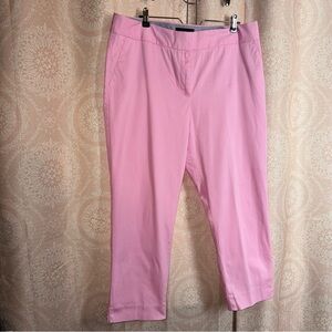 Talbots Slim Crop Pink Pants High Rise Chino Business Casual Preppy Size 16